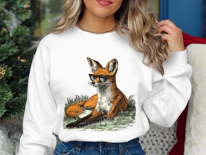 Cool Fox Sweatshirt, Funny Animal Graphic Pullover, Stylish Wildlife Apparel, Unique Fox Lover Gift, Trendy Hoodie, Casual Wear