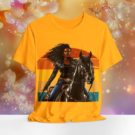 Black Cowgirl Riding House T-Shirt, African American Cowgirl Shirt, Black Western Wear Tee, Black Rodeo Melanin Cowgirl Apparel, Cowgirls.