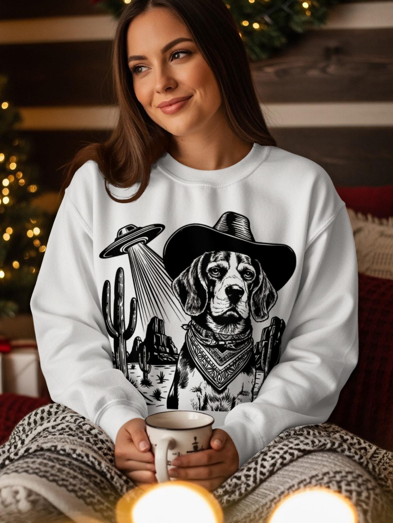 Beagle UFO Shirt, Vintage Western Cowboy Beagle Dog Tee, Retro
