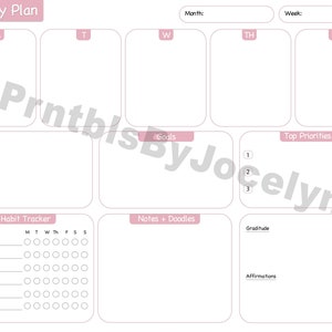 Weekly Planner/Schedule for Printable or Digital use (Pink)
