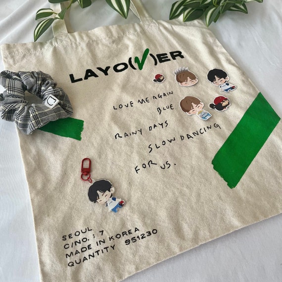 BTS Taehyung V Layover Slow Dancing Canvas Tote Bag V Bag Kpop 