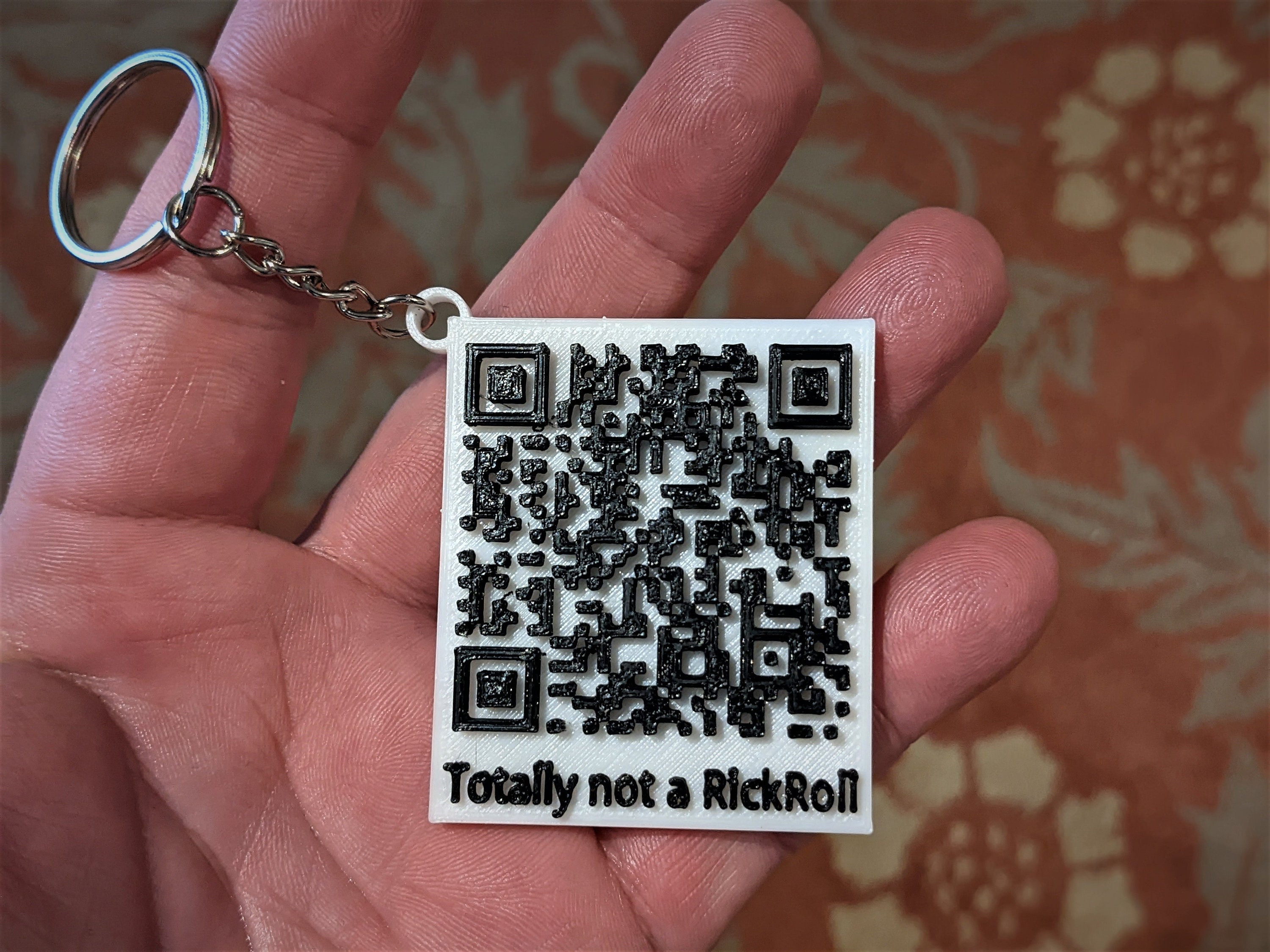 Rick Roll Meme QR Code Prank Rick Astley QR Code Keychain 