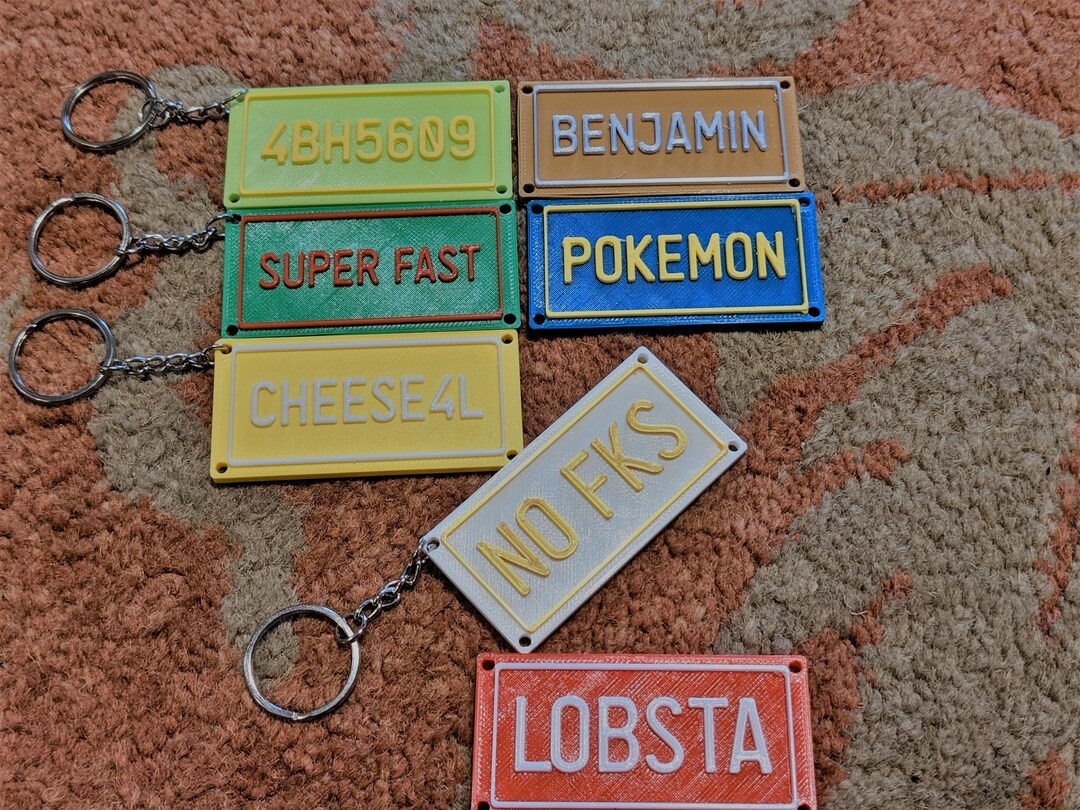 3D Printed Personalized License Plate Keychains Two Color Etsy