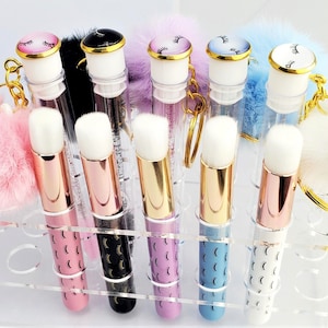 Cute Lash Wink Cleaning Brush & Mascara Brush Keychain With Pom Pom Fuzz Ball Eyelash Extensions  Eyebrow