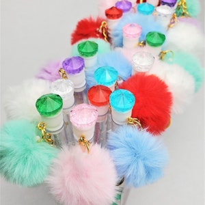 Jewel Diamond Mascara Brush Lash Wand Spoolies Keychain Pom Pom Fuzz Ball Eyelash Extensions Eyebrows