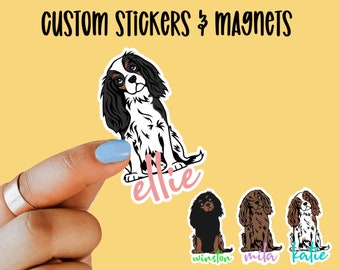 Custom Cavalier King Charles gift Sticker or Magnet, Custom Dog Sticker, Dog Magnet, Gift for Dog Lover, Laptop Stickers, Waterproof Sticker