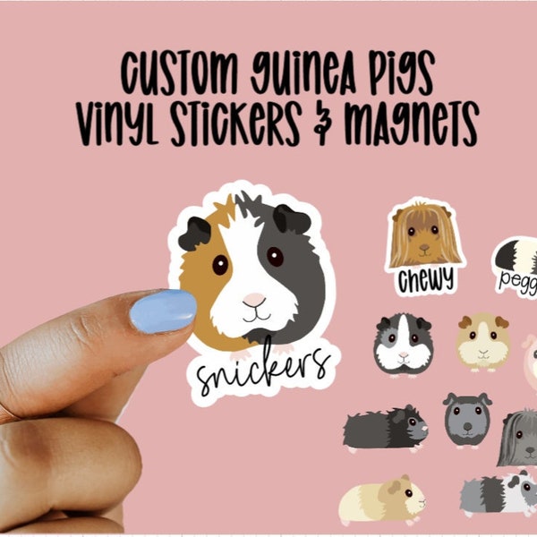 Custom Guinea Pig Stickers and Magnets, Water Bottle Stickers, Laptop Stickers, waterproof, Dishwasher safe