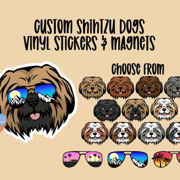 Custom Shih Tzu Vinyl Stickers and Magnets | Shih Tzu | Waterproof Vinyl Stickers | The Shih Tzu Life