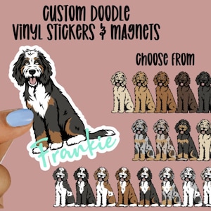 Custom Vinyl Doodle Stickers and Magnets Bernedoodle Aussiedoodle Merle Doodle, Goldendoodle image 1