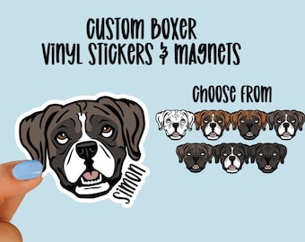 Personalized Boxer Vinyl Stickers and Magnets | Custom Sticker | Gift for dog lover |