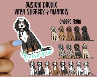 Custom Vinyl Doodle Stickers and Magnets | Bernedoodle | Aussiedoodle | Merle Doodle, Goldendoodle |