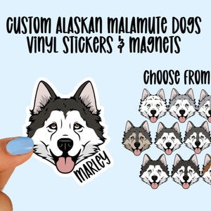 Custom Alaskan Malamute Vinyl Stickers and Magnets | Malamute Dog | Waterproof Vinyl Stickers | Cute Malamute Dog