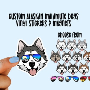 Custom Alaskan Malamute Vinyl Stickers and Magnets | Malamute Dog | Waterproof Vinyl Stickers | Cute Malamute Dog