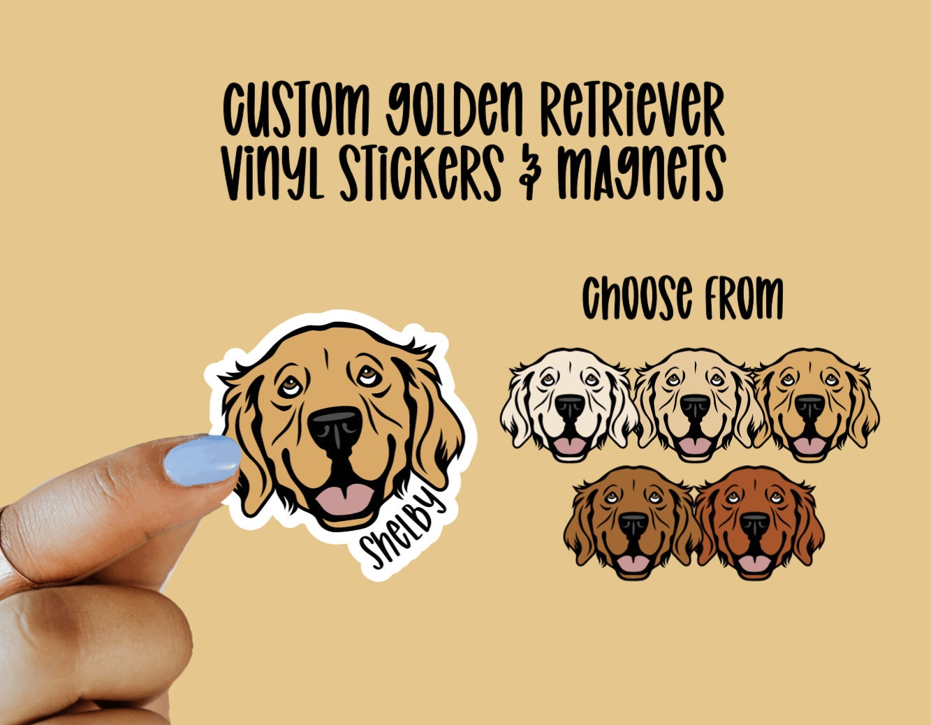 Golden Bc Sticker Custom Golden Retriever Vinyl Stickers & Magnets, Gift for Golden ...