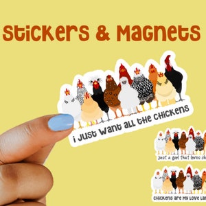 Chicken Stickers and Magnets, Water Bottle Stickers, Laptop Stickers