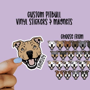 Custom Pit bull Vinyl Stickers and Magnets | American Pit Bull Terrier | Waterproof Vinyl Stickers