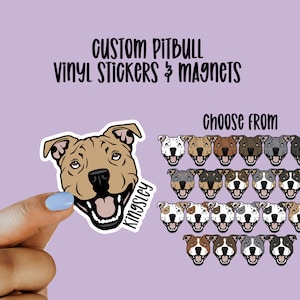 Custom Pit bull Vinyl Stickers and Magnets | American Pit Bull Terrier | Waterproof Vinyl Stickers