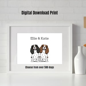 Digital Print Pet Portrait, Cartoon Dog Picture, Pet memorial, Pet gifts, Multiple Pet Portrait, Personalized Dog Gift, Custom Dog print,