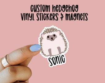 Custom Hedgehog Stickers and Magnets, Water Bottle Stickers, Laptop Stickers, waterproof, Dishwasher safe