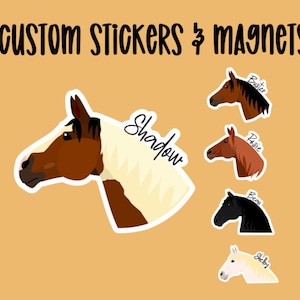 Custom Horse Stickers and Magnets, Water Bottle Stickers, Laptop Stickers, Waterproof,