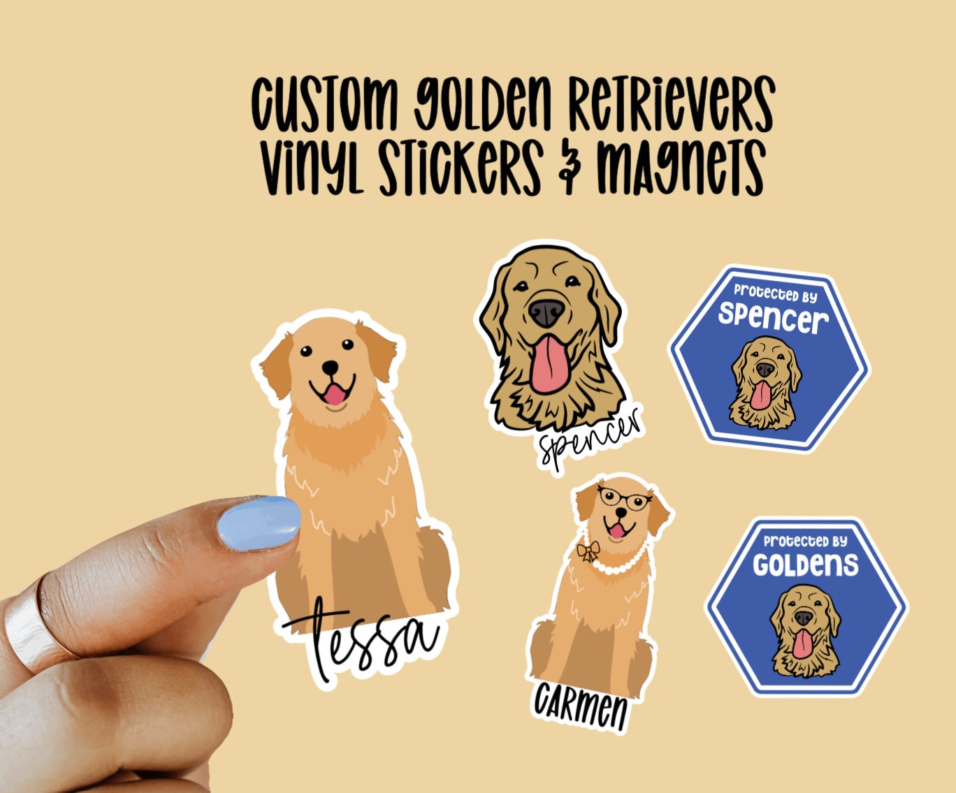 Custom Golden Retriever Vinyl Stickers & Magnets Gift For - Etsy
