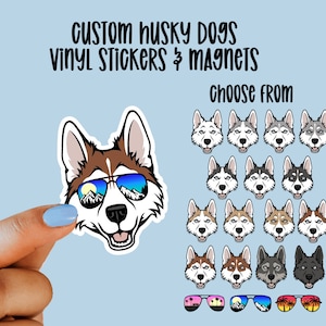 Custom Siberian Husky Vinyl Stickers and Magnets | Siberian Husky | Waterproof Vinyl Stickers
