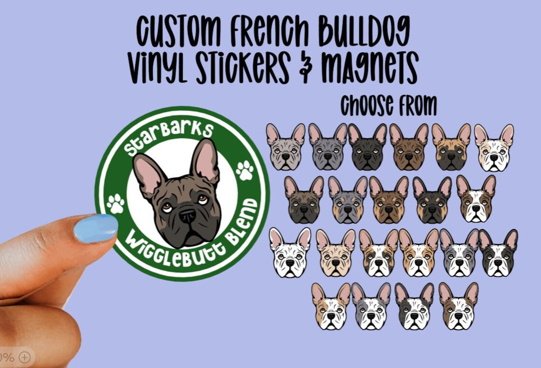 Custom Vinyl French Bulldog Stickers and Magnets | Frenchie Stickers ...