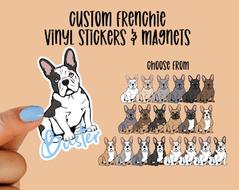 Custom Vinyl French Bulldog Stickers and Magnets | Frenchie Stickers | Waterproof Vinyl Stickers