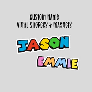 Custom Name Gaming Vinyl Stickers and Magnets, Personalized Sticker, Custom Name Sticker, Bottle, Laptop, Video Game, Gift for gamers, kids