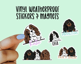 Custom Cavalier King Charles gift Sticker or Magnet, Custom Dog Sticker, Dog Magnet, Gift for Dog Lover, Laptop Stickers, Waterproof Sticker