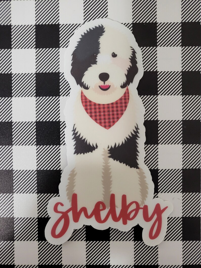 Custom Sheepadoodle gift Sticker or Magnet, Custom Dog Sticker, Dog Magnet, Gift for Dog Lover, Removable, Laptop Sticker, Water Resistant image 4