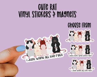Cute Rat Stickers and Magnets | Vinyl Stickers | Waterproof
