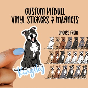 Custom Pit bull Vinyl Stickers and Magnets | American Pit Bull Terrier | Waterproof Vinyl Stickers