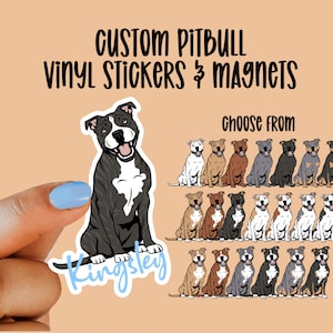 Custom Pit bull Vinyl Stickers and Magnets | American Pit Bull Terrier | Waterproof Vinyl Stickers