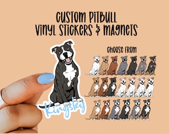 Custom Pit bull Vinyl Stickers and Magnets | American Pit Bull Terrier | Waterproof Vinyl Stickers