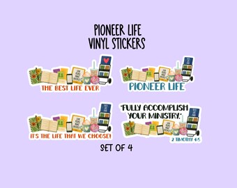 Pioneer Life, Best Life Ever Lot de 4 autocollants en vinyle laminé imperméable, cadeaux JW Pioneer, cadeaux JW, cadeau PSS, sticker bouteille d'eau,