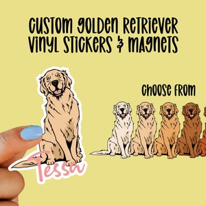 Custom Golden Retriever Vinyl Stickers & Magnets, Gift for Golden Retriever Lover, English Cream Retriever, Laptop Sticker