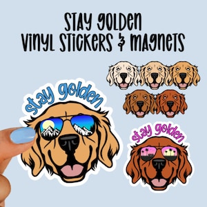 Custom Golden Retriever Vinyl Stickers & Magnets, Gift for Golden Retriever Lover, English Cream Retriever, Car Sticker, Laptop Sticker