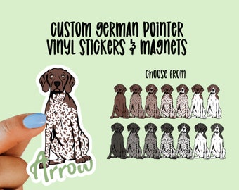 Custom German Pointer Vinyl Stickers and Magnets | German Shorthaired Pointer | Waterproof Vinyl Stickers