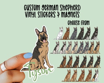 Custom German Shepherd Vinyl Stickers & Magnets, Gift for German Shepherd lover, Laptop Sticker, Waterproof, GSD Sticker