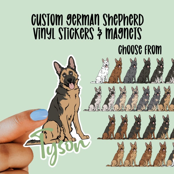 Custom German Shepherd Vinyl Stickers & Magnets, Gift for German Shepherd lover, Laptop Sticker, Waterproof, GSD Sticker