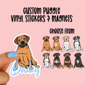 Custom Puggle Stickers and Magnets | Puggle Pug Beagle Mix | Waterproof Vinyl Stickers