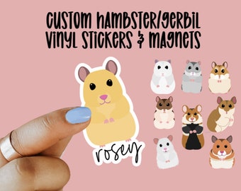 Custom Hamster Stickers and Magnets, Water Bottle Stickers, Laptop Stickers, waterproof, Dishwasher safe