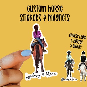 Custom Horse Stickers and Magnets, Equestrian Stickers, Horse lover gifts, Waterproof, Laptop Stickers, Dishwasher Safe