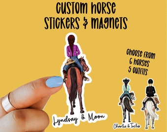 Custom Horse Stickers and Magnets, Equestrian Stickers, Horse lover gifts, Waterproof, Laptop Stickers, Dishwasher Safe