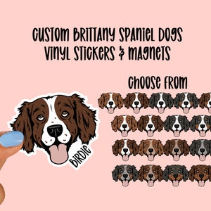 Custom Brittany Spaniel Vinyl Stickers & Magnets, Gift for Brittany Spaniel lover, Laptop Sticker, Waterproof, Brittany Sticker