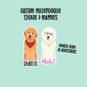 Custom Goldendoodle gift Sticker or Magnet, Custom Dog Sticker,Dog Magnet,Laptop Gift for Dog Lover, Waterproof Resistant Stickers