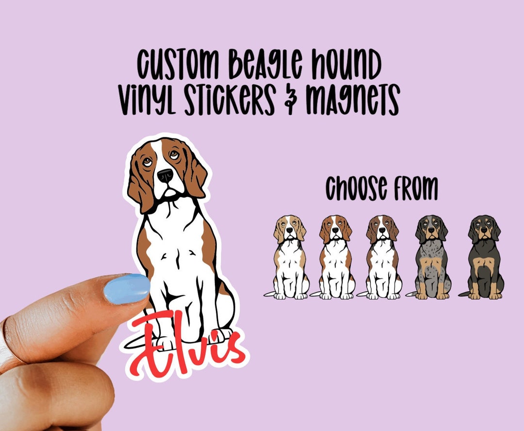 Custom Beagle Hound Vinyl Stickers and Magnets | Beagle | Waterproof ...