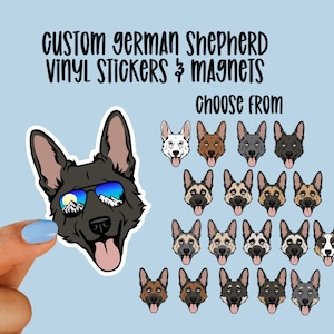 Custom German Shepherd Vinyl Stickers & Magnets, Gift for German Shepherd lover, Laptop Sticker, Waterproof, GSD Sticker, Summer sunglasses