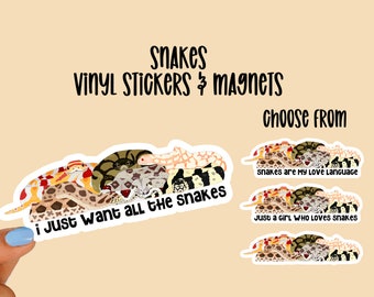 Cute Snake Stickers and Magnets | Vinyl Stickers | Waterproof